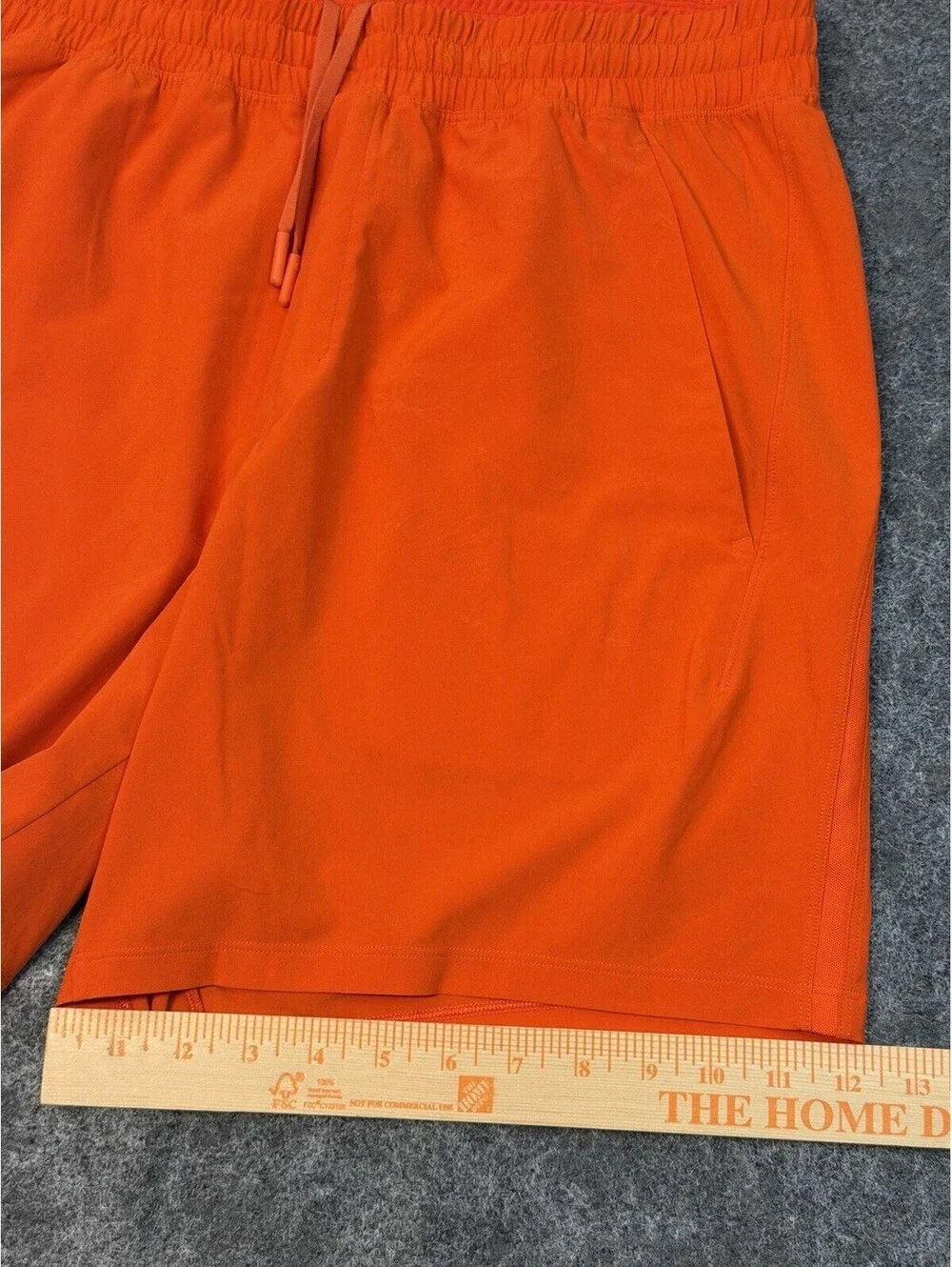 Lululemon Pace Breaker Shorts Men’s Large Orange Lined Athletic Zip Pocket
